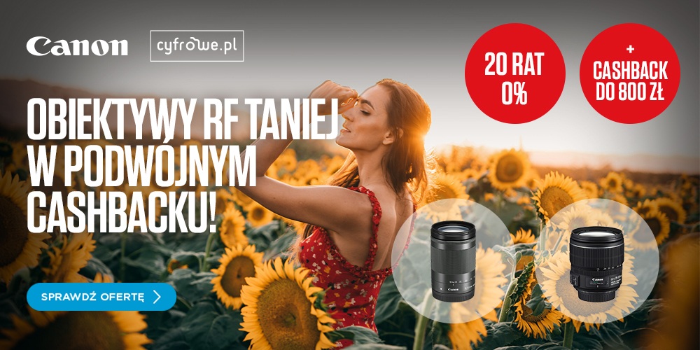Kody rabatowe na wybrane obiektywy Canon o wartości Cashbacku!
