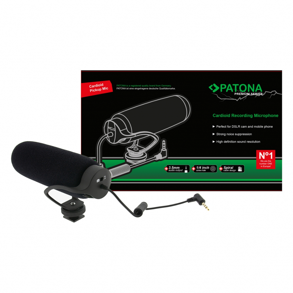 Patona Premium Mikrofon kardioidalny do lustrzanek cyfrowych, kamer i smartfonw + lavalier [9876]