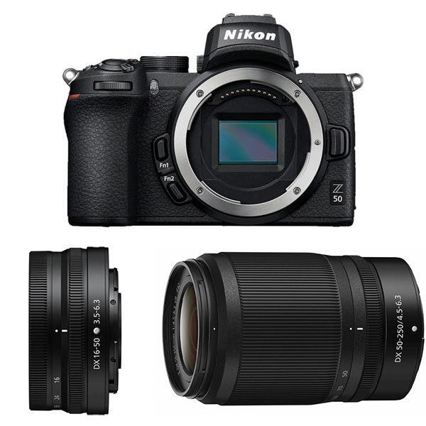 Nikon Z50 + ob. 16-50 mm DX + ob. 50-250 mm DX - Dostawa GRATIS!