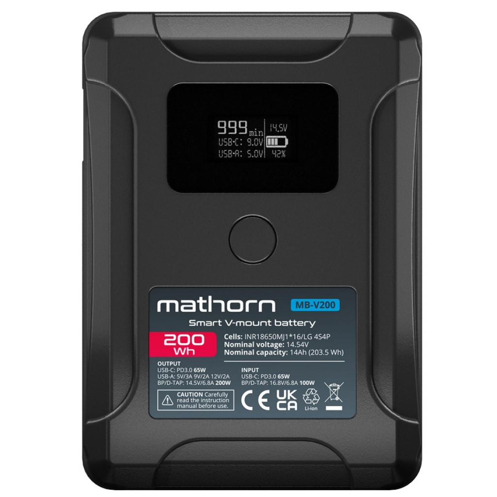 Mathorn Bateria MB-V200 Smart 14000mAh PD65W OLED USB-C 200Wh V-mount (w magazynie!)