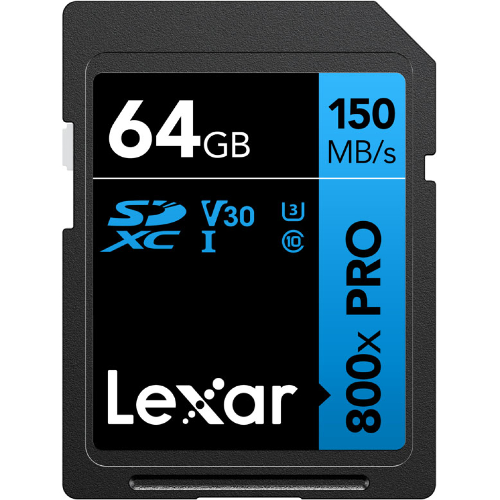 Lexar SDXC 800x Pro UHS-I cards, C10 V30 U3, R150/W45, 256GB