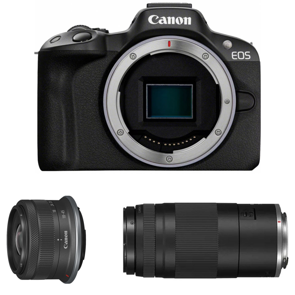 Canon EOS R50 + RF-S 18-45 + RF 75-300 f/4-5.6 20 rat 0%