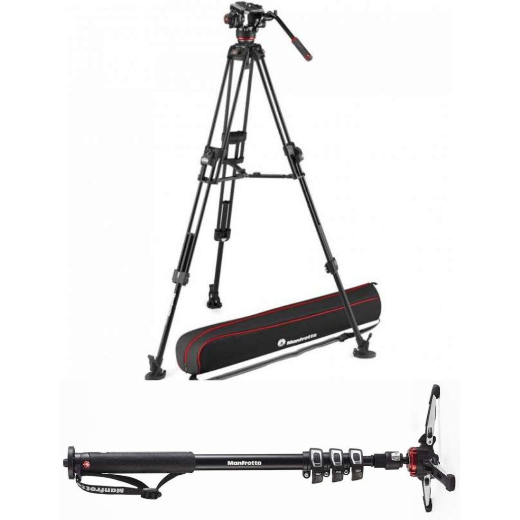 Manfrotto Zestaw wideo 645 Alu Fast Twin z gowic 504X + Monopod MVMPROA4 Gratis