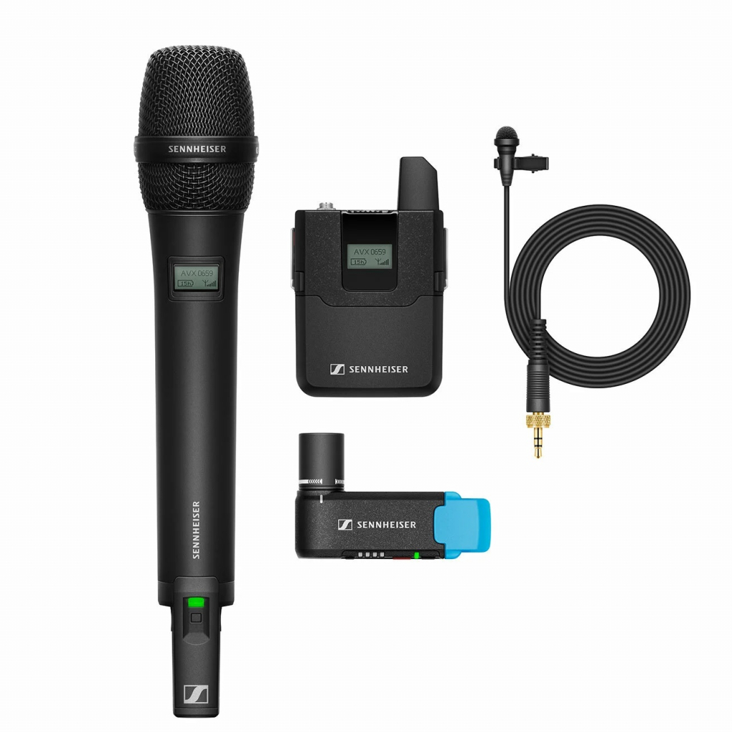 Sennheiser AVX-ME2/835 SET cyfrowy bezprzewodowy system audio, kamerowy z mikrofonem do rki, nadajnikiem miniatorowym i mikrofonem ME 2 (w
