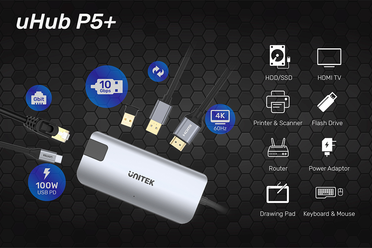 Unitek USB-C 3xUSB 3.1 PD HDMI SD VGA RJ45