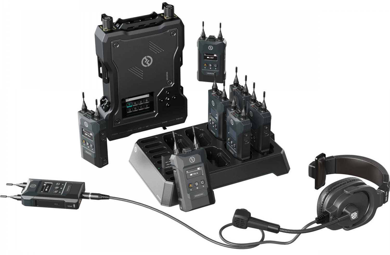 Hollyland Bezprzewodowy system słuchawkowy Intercom Solid M1 8 belt packs