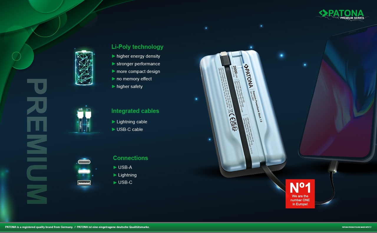 Patona Premium Powerbank Stark 1.0 PD65W 20.000mAh