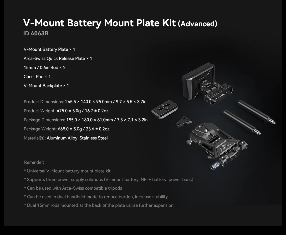 Smallrig adapter Compact Battery Mountint KIT do akumulatorów V-Mount [4063B]