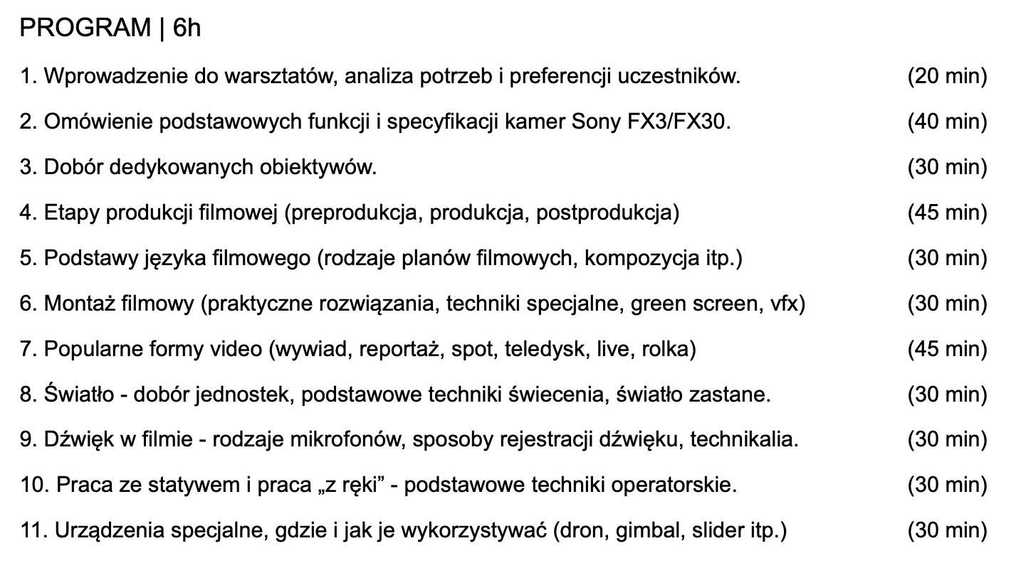 Sony Profesjonalny warsztat filmowy z Andrzejem Rajkowskim