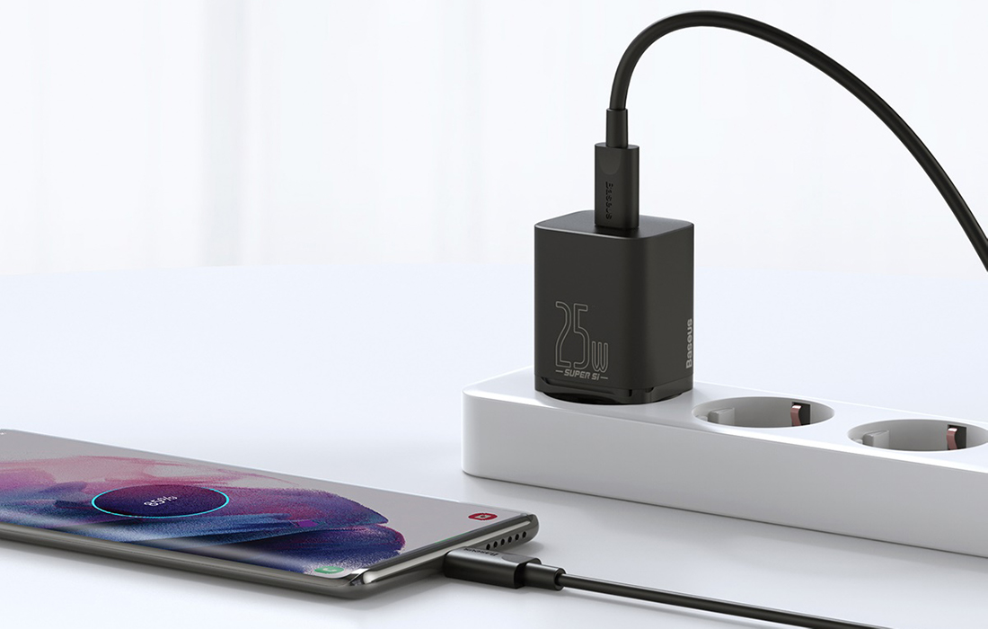 Ładowarka Baseus Super Si Quick Charger 1C 25W z przewodem USB-C do USB-C 1m (czarna)