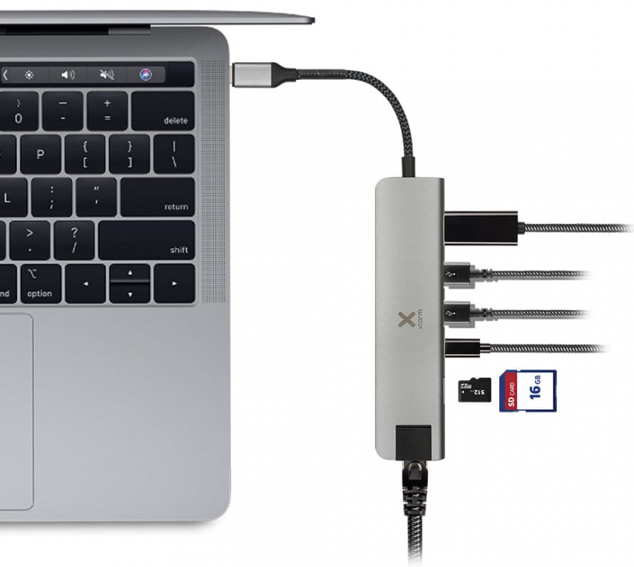 Xtorm Adapter USB-C Hub 7-in-1 (pleciony kabel) szary XXWH07