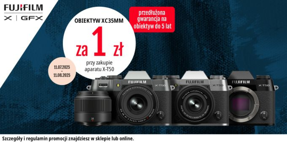 Upoluj obiektyw XC35mm za 1 zł przy zakupie aparatu Fujifilm X-T50