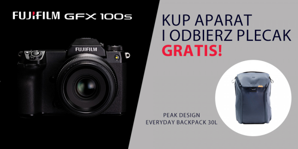 Przy zakupie aparatu FujiFilm GFX 100S otrzymasz plecak Peak Design gratis!