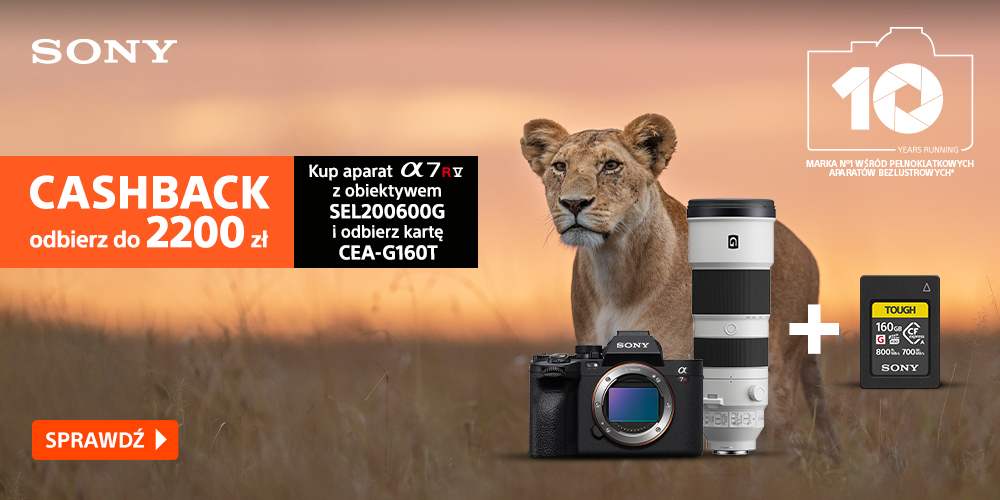 Kupując aparat Sony A7R V wraz z obiektywem FE 200-600 mm otrzymasz kartę pamięci gratis!