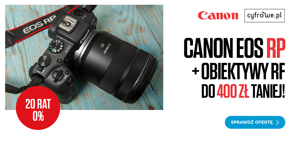 Przy zakupie aparatu Canon EOS RP otrzymasz rabat do 400 zł na obiektyw RF