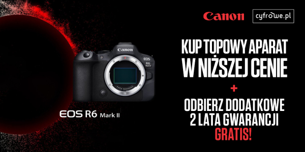 Kupując aparat Canon EOS R6 Mark II otrzymasz dodatkowe dwa lata gwarancji gratis!