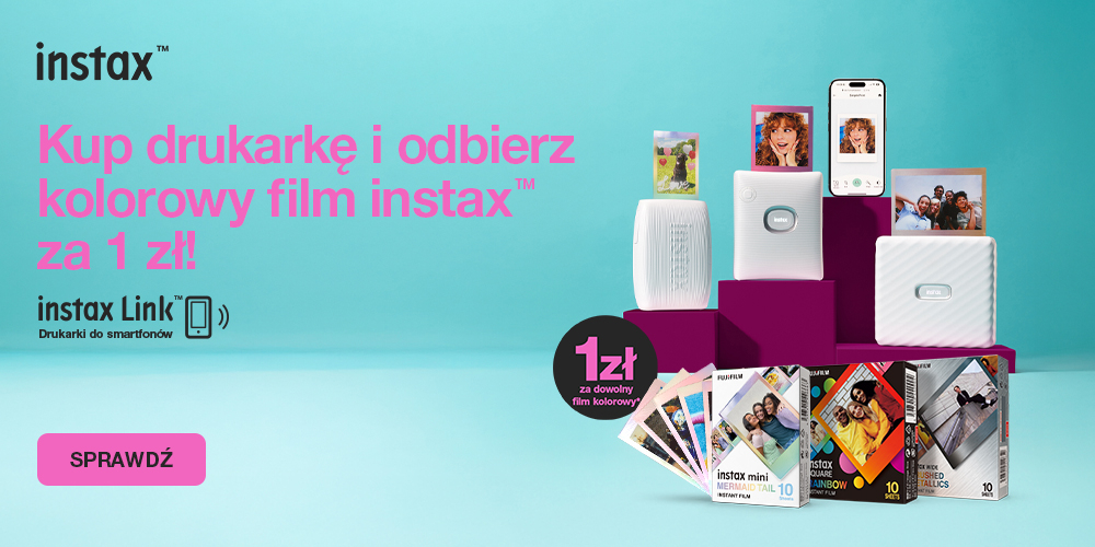 Kupując drukarkę Instax otrzymasz dowolny film kolorowy tylko za 1 zł!
