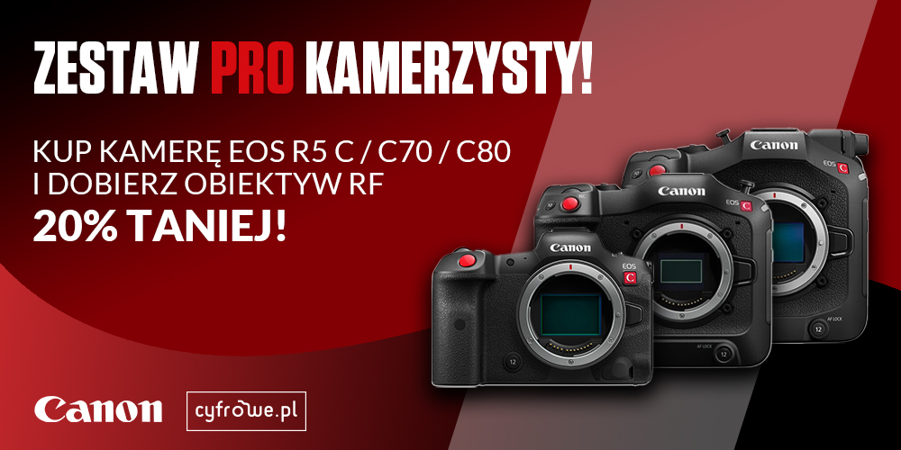 Kupując aparaty do filmowania Canon otrzymasz 20% rabatu na obiektywy RF