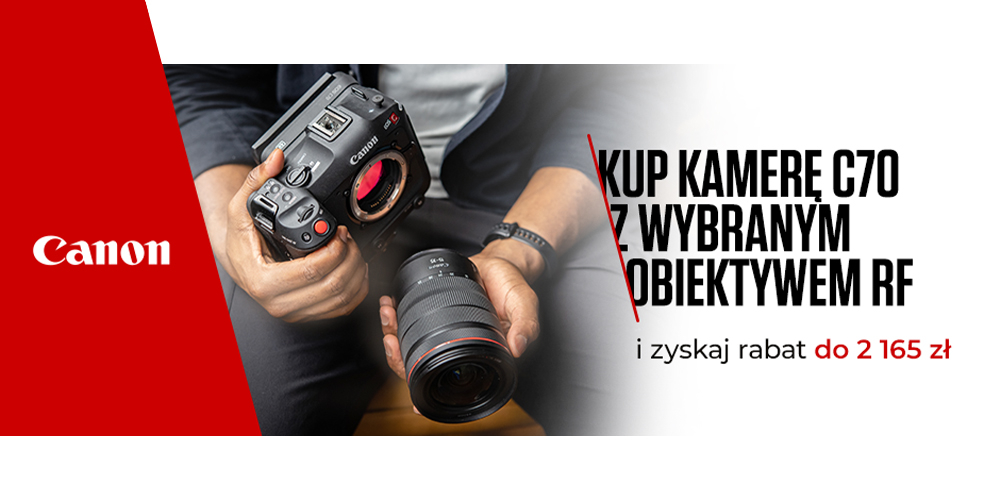 Kup kamerę Canon C70 z wybranym obiektywem RF taniej do 2165 zł